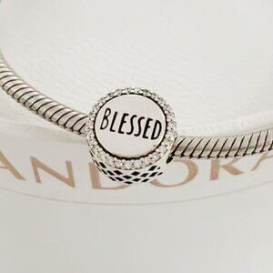 Pandora BLESSED Charm Silver Bead Bracelet Jewelry S925 Sterling Silver Jewelry